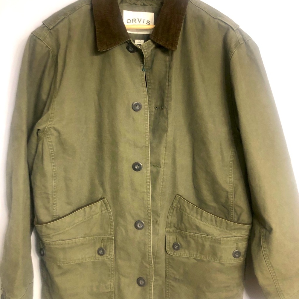 Orvis men large jacket green khaki